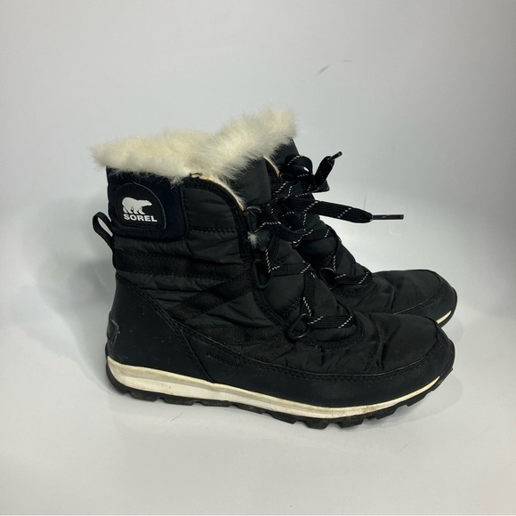 Sorel Whitney fur short lace up boots black size 7 - Picture 2 of 7